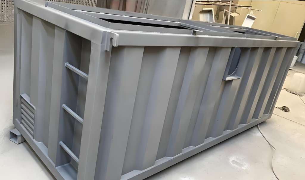 Fabricated metal product: Large steel structural frame component after electrostatic powder coating