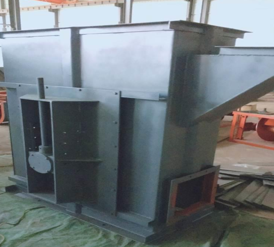 Custom steel fabrication: Q235B carbon steel welded shell of a belt-type grain bucket elevator with CNC-machined 45# steel shaft